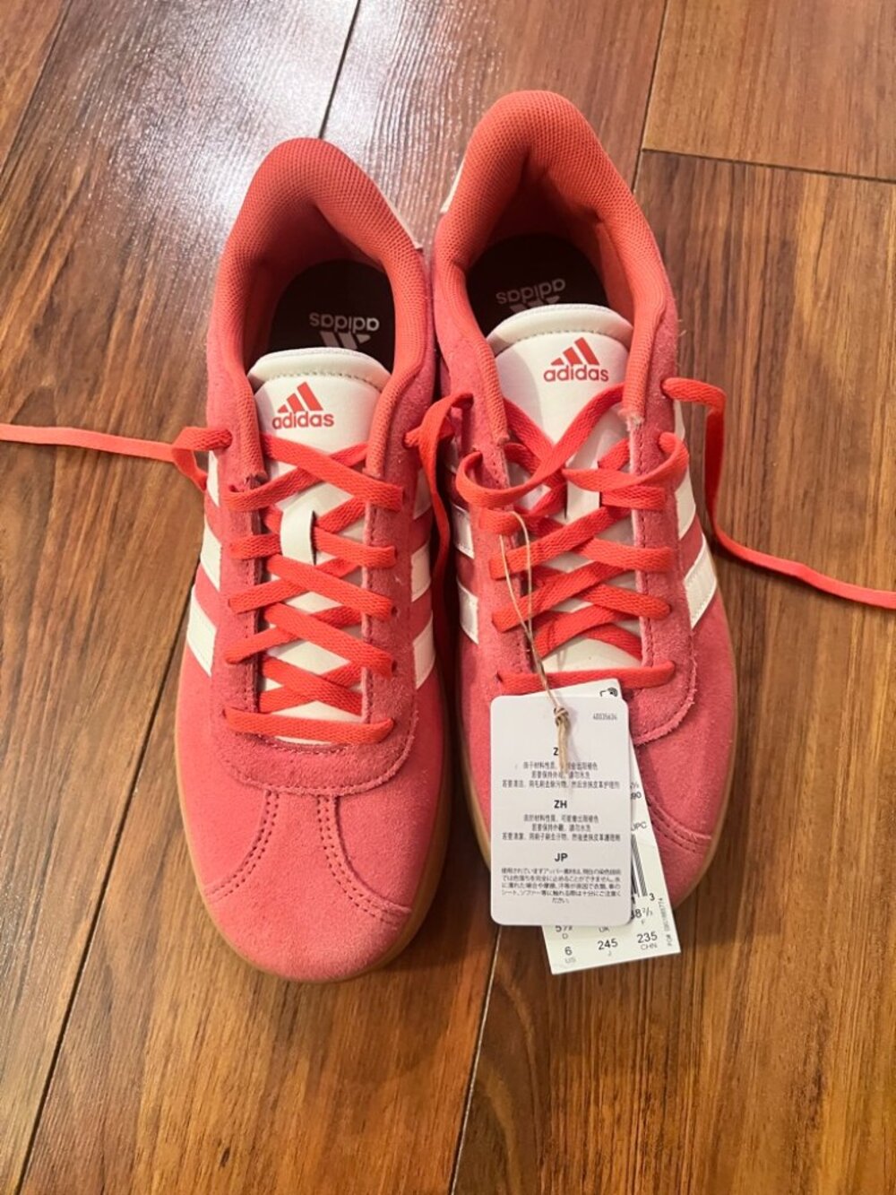 NWT Adidas VL Court 3.0 Suede Sneakers (Coral Pink / White / Gum Sole)